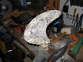 Prop blade taken home for rehab