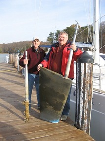 Dave and Sandy with remains of the removed rudders