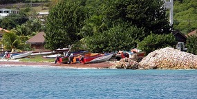 Friendship Bay, Canouan conch piles