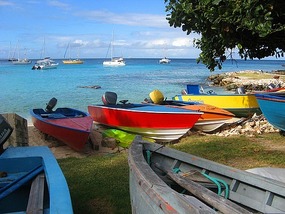 Colorful local boats at Britannia Bay