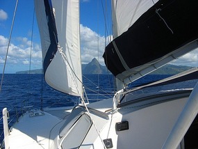 Approaching the Pitons from St Vincent