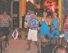 Dave joins the conch-blowing contest
