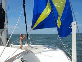 Paul sets the spinnaker