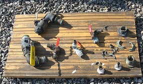 Remnants of replaced thru-hulls and seacocks