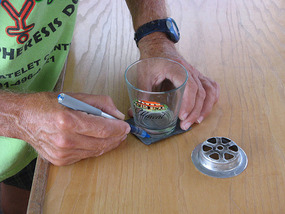 Making gasket for sink drain to ready for guests