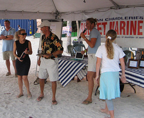 Receiving awards after the race