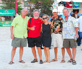 Crew poses for picture at post-race festivities