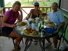 Enjoying a fun lunch in town