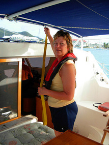 Linda prepares for overnight passage