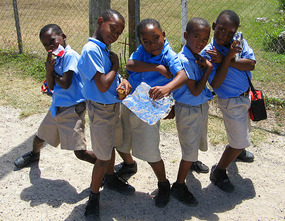 Local school boys pose for picture taking