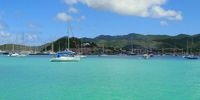 View from the boat in Marigot Bay