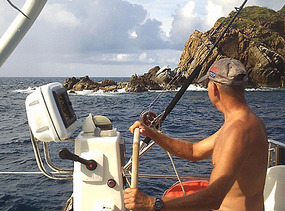 Rounding Pajoras Point, Virgin Gorda