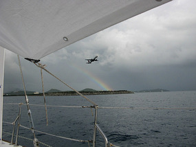 Entering Brewer's Bay after a rain squall