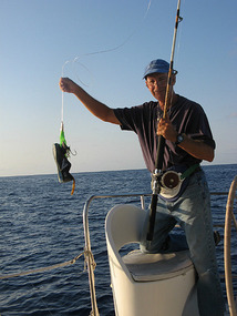 Dave reels in a shoe