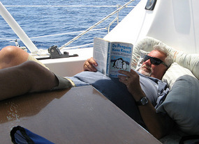 John settles in with a fun book