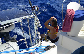 Bob enjoys a transom bath