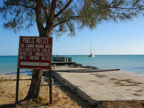 Closed pier at Lower Bogue
