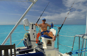 Dave relaxes at anchorage - Man O' War Point