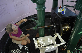 Inside the manually operated lighthouse