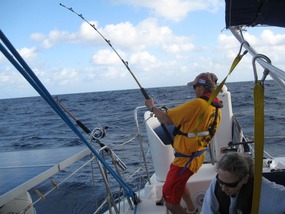 Dave reels in his first marlin