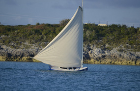 Bahamian racing sloop in Black Point harbour