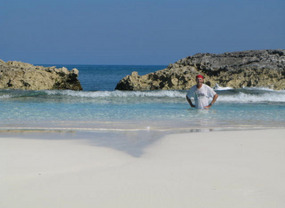 Exuma Sound in background of wading pool