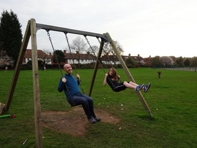 Steve and Iwan enjoying the Swings