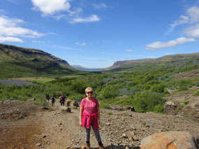 Glymur waterfall climb - view over fjord