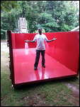 Nephew Frank in the shiny new dumpster