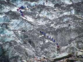 Tour Groups on the Ice Steps of Glacier