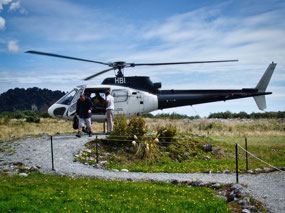 Boarded the Helicopter at the Field in Town
