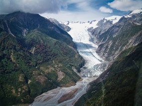 view from Helicopter of Franz Josef Glacier
