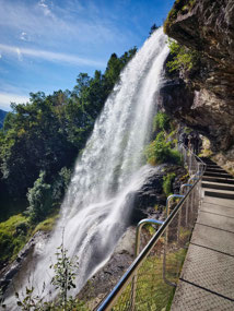 Walkway under the falls