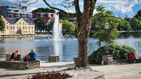 Breiavatnet lake and Fountain