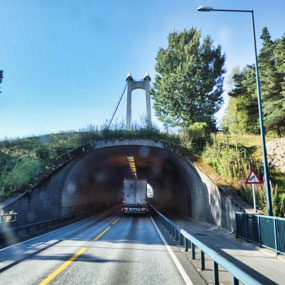 Digernes Tunnel exited on Suspension Bridge
