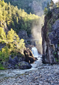 Gorge view driving over bridge