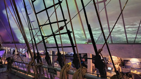Storm simulation felt real on the big ship Fram