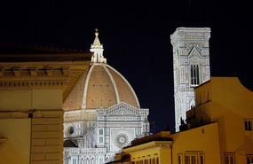 Hotel Laurus rooftop view of Duomo at night