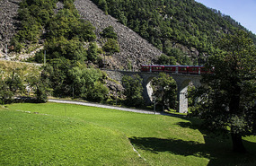 over the Viaduct - Bernina Express Train