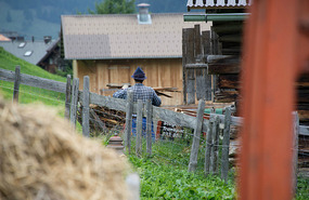 Farm Worker in Traditional Hat - Gimmelwald