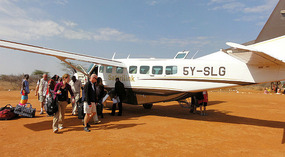 Plane landing in Samburu