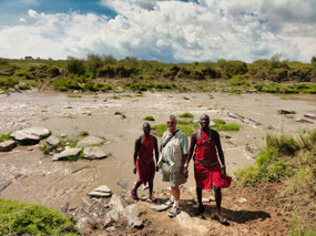 Moses & Mrufa helping Randy cross river