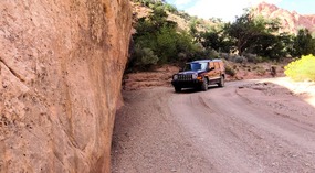 driving through Upper Muley Twist Canyon