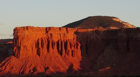 Sunrise on Mountains Behind Campground