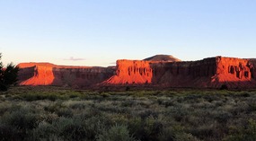 Sunrise on Mountains Behind Campground