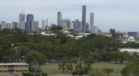 Brisbane city views entering port