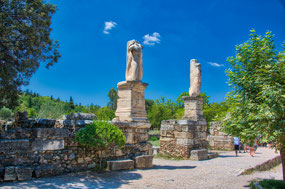 Ancient Agora--Odeon of Agrippa statues