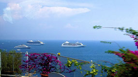 View of Ship along Amalfi Coast Drive