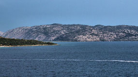leaving Corfu - Albanian mountain so close