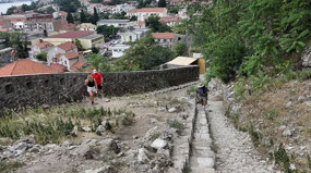 Medieval Wall Steps going up mountain